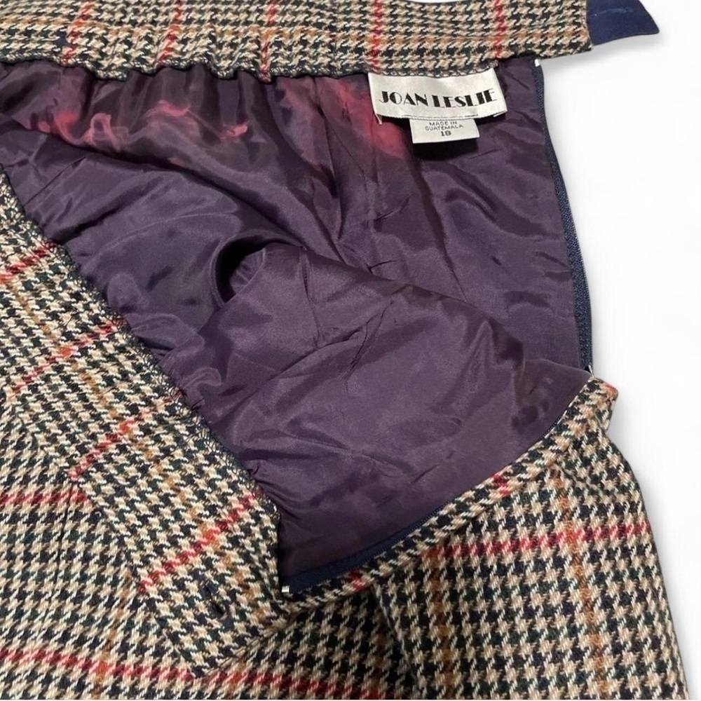 VTG 90s Wool Blend Houndstooth Pencil Skirt Sz 18 Brown Lined Pockets Academia - Picture 5 of 8